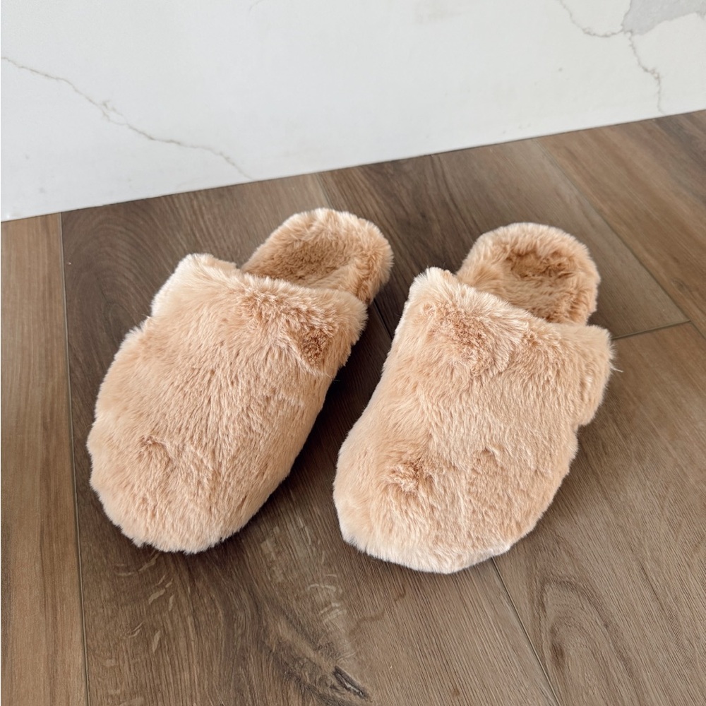 Vionic Tan Fuzzy Slippers - Picture 4 of 5